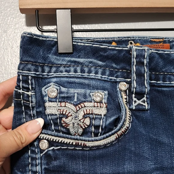 ROCK REVIVAL Betty Jeans Womens Size 23 Bootcut Y2K Bling Distressed Rhinestones - Picture 5 of 15